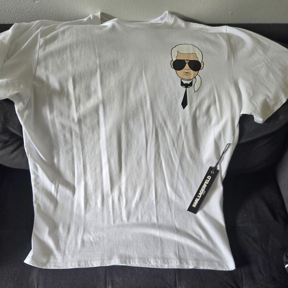 Karl Lagerfeld White Tee with Iconic Face Graphic